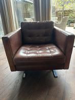 Moderne leren bruine fauteil, Huis en Inrichting, Fauteuils, Ophalen, Gebruikt, Leer