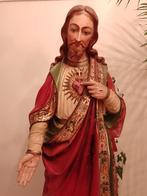 Antiek kerkbeeld van Jezus Christus Heilige Hart 1.25 meter, Antiek en Kunst, Ophalen