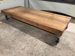 Massief eikenhout salontafel, Huis en Inrichting, Tafels | Salontafels, Ophalen, 100 tot 150 cm, Eikenhout, 50 tot 100 cm