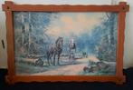 C. PILA MONTE -schilderij paarden in 't bos, 91,5 X 61,5 cm, Ophalen