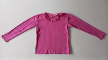 Fuchsia roze Jubel longsleeve met werkje maat 128 beschikbaar voor biedingen