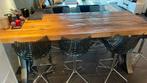 Eettafel en statafel en stoelen, 200 cm of meer, Zo goed als nieuw, Vijf personen of meer, Eikenhout