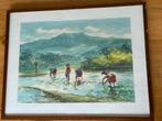 Aquarel uit Indonesië, in lijst, Antiek en Kunst, Kunst | Tekeningen en Foto's, Ophalen of Verzenden