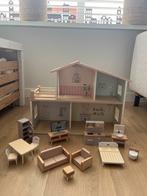 Leuk houten Poppenhuis met inboedel - Nieuw!, Ophalen, Nieuw, Poppenhuis