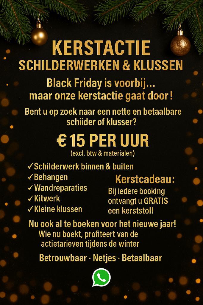 KERSTACTIE – Schilderwerk & Klussen voor €15 per uur!, Diensten en Vakmensen, Schilders en Behangers, Behangen, Binnenschilderwerk