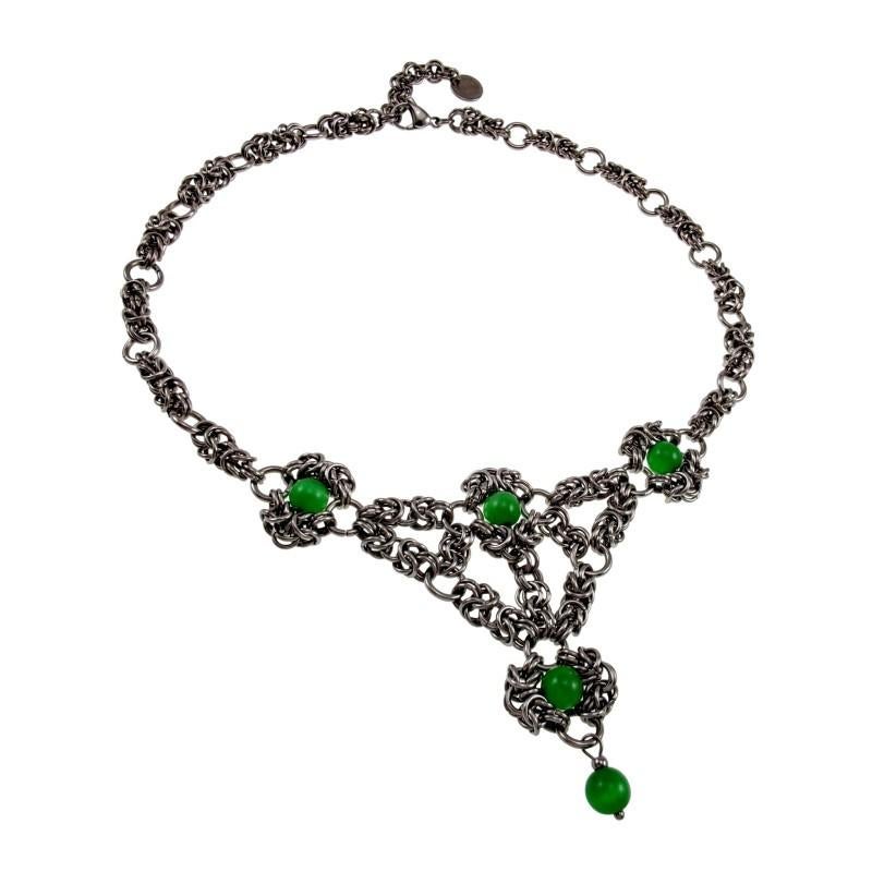45 tot 50cm Ketting Dames RVS Byzantinischer Choker + Groene, Sieraden, Tassen en Uiterlijk, Kettingen, Overige materialen, Verstelbaar