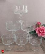 6 Vintage Savam Melba glazen wijn/ijs fruit reliëf Italië, Verzamelen, Glas en Borrelglaasjes, Ophalen of Verzenden, Zo goed als nieuw