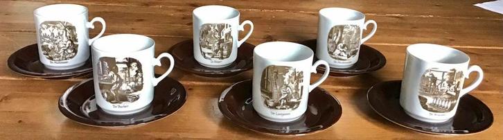 6 KRONESTER BAVARIA KOP EN SCHOTELS MET OUDE AMBACHTEN, Antiek en Kunst, Antiek | Servies los, Ophalen of Verzenden