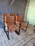 4 cognac industriële eetkamerstoelen, Ophalen, Zo goed als nieuw, Bruin
