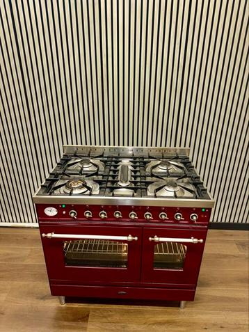 Luxe Bordeaux rode Boretti Fornuis 5 pits met 2 ovens 90 cm beschikbaar voor biedingen