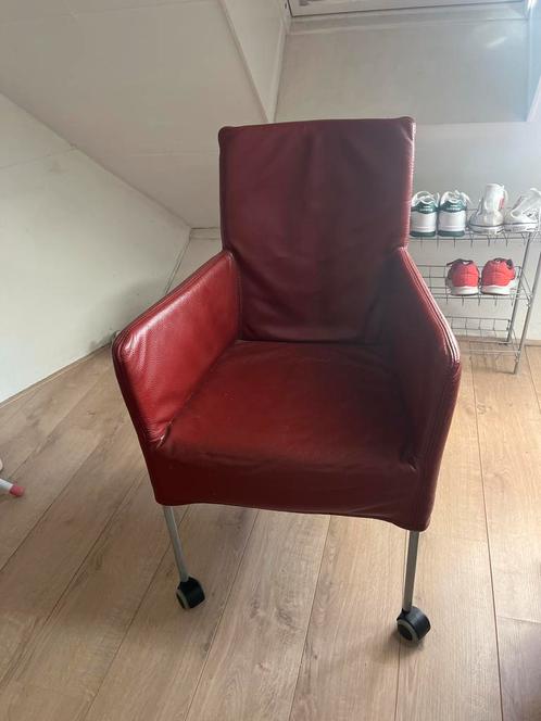 4x Leren stoelen L’Ancora Collection - bordeauxrood, Huis en Inrichting, Stoelen, Gebruikt, Vier, Leer, Rood, Ophalen
