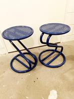 Twee vintage blauwe metalen 70s krukken Metalmobil Arredo, Ophalen, Zo goed als nieuw, Staal