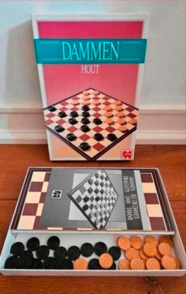 Dammen in doos- jumbo- 1990- compleet- ook verzenden, Hobby en Vrije tijd, Gezelschapsspellen | Bordspellen, Zo goed als nieuw
