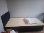 GRATIS, Zwarte boxspring, 90 x 220. Met matras en topper., Gebruikt, 90 cm, Eenpersoons, Zwart