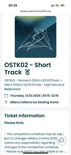 2 kaarten short track Olympische Spelen - donderdag 12 febr., Tickets en Kaartjes, Twee personen, Februari