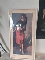 Vintage lijst met oude prent the red dancer, Ophalen, Gebruikt, Hout, 50 tot 75 cm