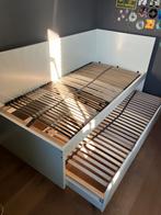 Hemnes uitschuifbed met twee lattenbodems, Ophalen, 90 cm, Eenpersoons, Wit