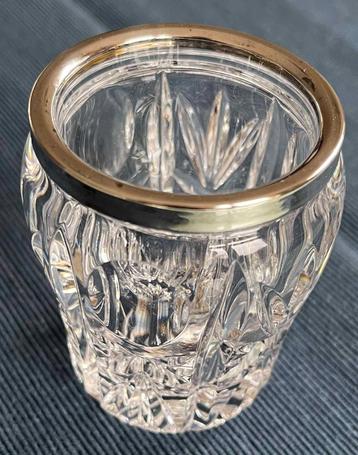 Kristallen cocktailprikkerhouder met verzilverde rand beschikbaar voor biedingen