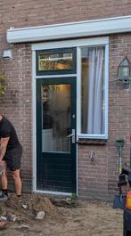 Hardhouten achterdeur, Doe-het-zelf en Verbouw, Deuren en Horren, Ophalen, Gebruikt, 200 tot 215 cm, Glas