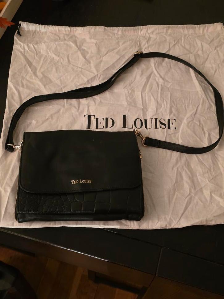 Ted Louise Zwarte Schoudertas, Sieraden, Tassen en Uiterlijk, Tassen | Damestassen, Gebruikt, Schoudertasje, Zwart, Ophalen of Verzenden