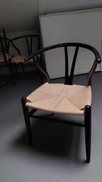 4 Deense Y-bone design eetkamerstoelen, Ophalen, Riet of Rotan, Gebruikt, Zwart