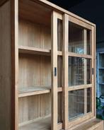 Hoge teakhouten schoolkast | Teak vitrinekast #2572, Niet ingevuld, Gebruikt, 200 cm of meer, Niet ingevuld