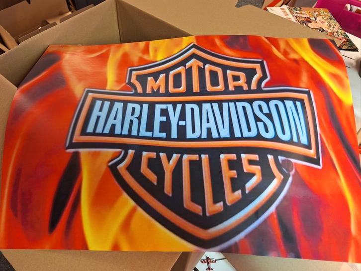 12 grote harley davidson posters samen, Verzamelen, Overige Verzamelen, Ophalen of Verzenden