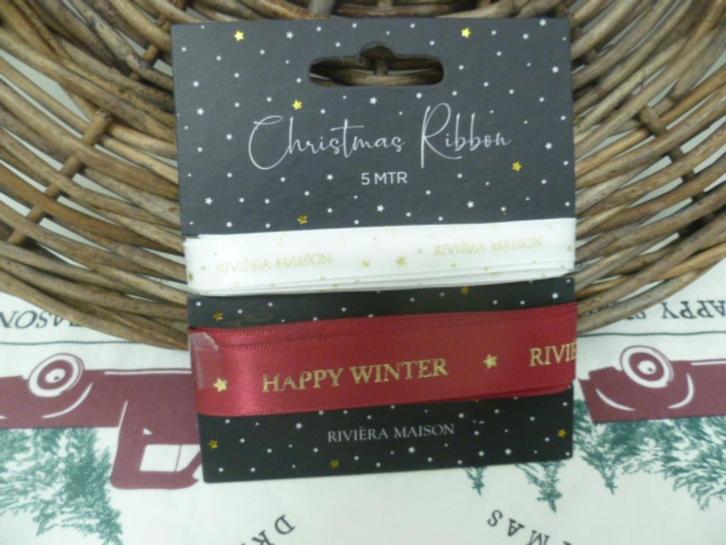 Riviera Maison kerst lint wit rood Merry christmas nieuw, Diversen, Kerst, Nieuw, Ophalen of Verzenden