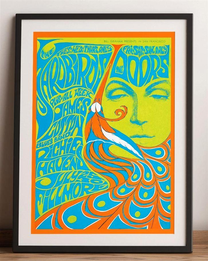 THE DOORS Psychedelic 60s muziek Poster Affiche, Verzamelen, Muziek, Artiesten en Beroemdheden, Nieuw, Poster, Artwork of Schilderij