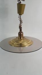 Vintage hanglamp, gerookt glas, rookglas, messing. S11, Tweedehands verkoop, Tweedehands verkoop, Gebruikt, Ophalen of Verzenden