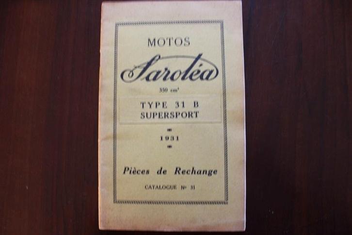 Sarolea type 31B supersport 1931 350cc pieces de rechange, Motoren, Handleidingen en Instructieboekjes, Overige merken, Ophalen of Verzenden