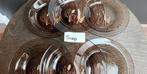 6 Vintage Arcoroc  borden bruin rookglas 70, Ophalen of Verzenden, Bord(en), Overige stijlen, Glas