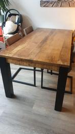 Industriële eettafel met 6 stoelen, Gebruikt, Ophalen of Verzenden