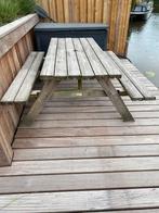 Houten Picknicktafel met Inklapbare Banken, Tuin en Terras, Picknicktafels, Ophalen, Gebruikt, Inklapbaar, Rechthoekig