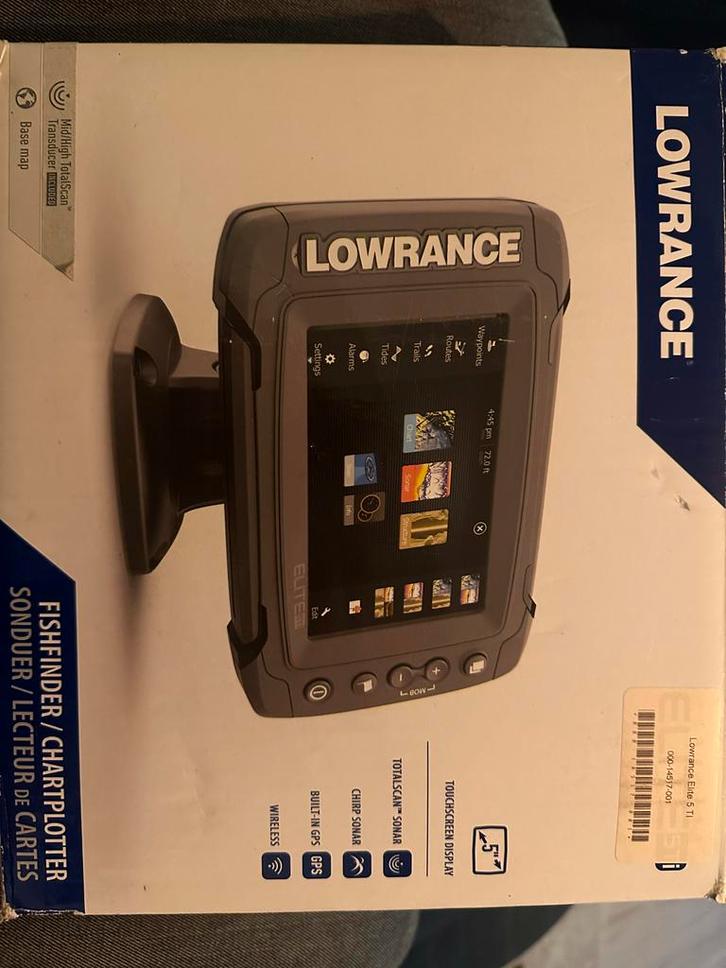 Lowrance Elite 5 Ti Fishfinder/Kaartplotter, Watersport en Boten, Navigatiemiddelen en Scheepselektronica, Zo goed als nieuw, Kaartplotter of Fish Finder