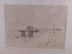 Sluis te Scheveningen, gemengde techniek door Louis Meys, Antiek en Kunst, Ophalen of Verzenden