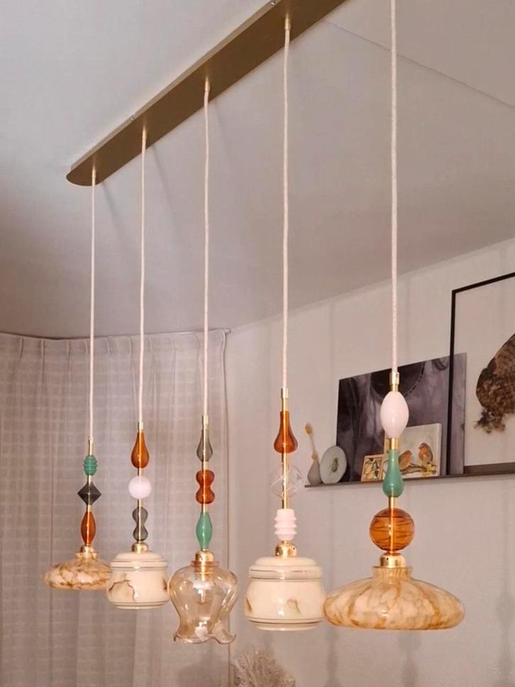 Plafondplaat voor 5 hanglampen Brass, Huis en Inrichting, Lampen | Hanglampen, Gebruikt, Minder dan 50 cm, Metaal, Ophalen of Verzenden