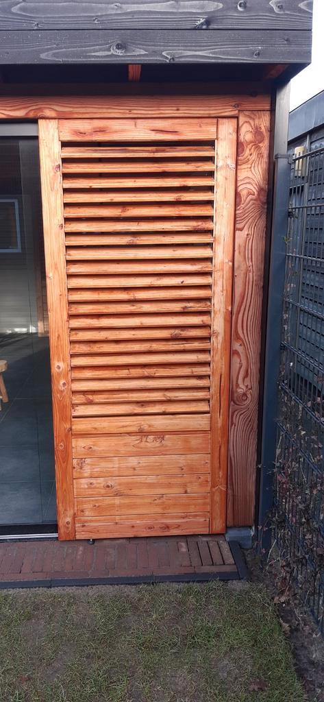 Houten Shutter Scherm - 90cm breed, Tuin en Terras, Tuinschermen, Gebruikt, Hout, Minder dan 100 cm, Minder dan 100 cm, Ophalen