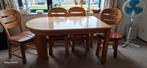 Licht eiken eethoek met uitschuifbare tafel en 4 stoelen, Huis en Inrichting, Ophalen of Verzenden, Gebruikt, 4 tot 6 stoelen