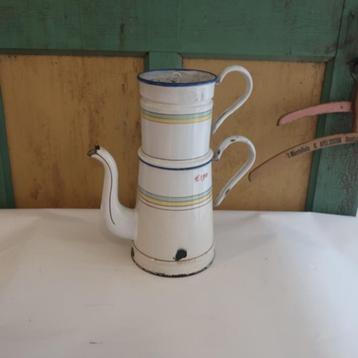Koffiekan koffie pot emaille origineel creme 31 cm hoog beschikbaar voor biedingen