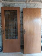 Oude glas in lood en dichte houten stompe deuren, Ophalen, Binnendeur, 200 tot 215 cm, Glas