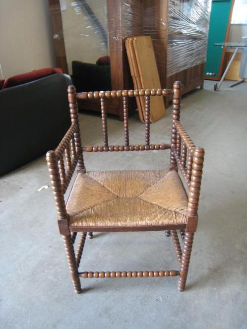 Antieke eiken knobbelstoel / bobbin chair, Huis en Inrichting, Stoelen, Gebruikt