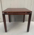 Donker houten bijzettafel vierkant - vintage retro tafeltje, Huis en Inrichting, Tafels | Bijzettafels, Ophalen, Minder dan 45 cm