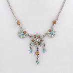 Mooie ketting met Swarovski kristallen. Blauw. Nieuw!, Met kristal, Nieuw, Ophalen of Verzenden, Steen of Mineraal