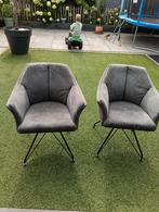 3 Grijze Stoelen met Metalen Poten, Ophalen, Twee, Zo goed als nieuw, Metaal
