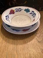 Boerenbont Fruittestje met Onderbord - IZGST, Ophalen of Verzenden, Zo goed als nieuw, Kom(men), Aardewerk