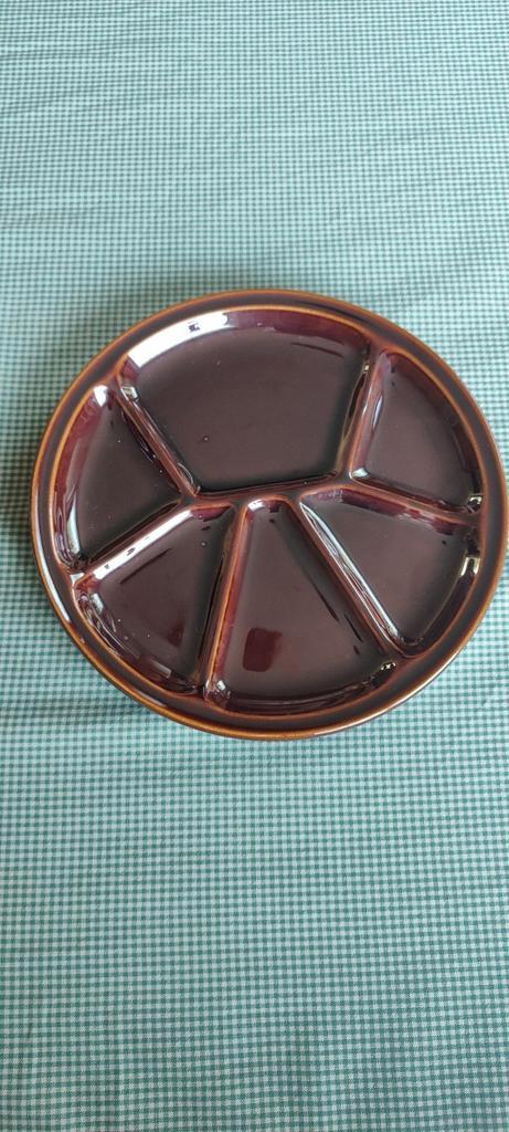 Vintage Gien France fondue / tapas / gourmet bruine borden., Antiek en Kunst, Antiek | Schalen, Ophalen