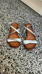 CELLINI Zilver/witte LEREN sandaaltjes, 1x gedragen, 37, Wit, Cellini, Nieuw, Sandalen of Muiltjes