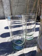 2 grote zware glazen windlichten / vazen, Ophalen, Overige kleuren, Minder dan 50 cm, Glas