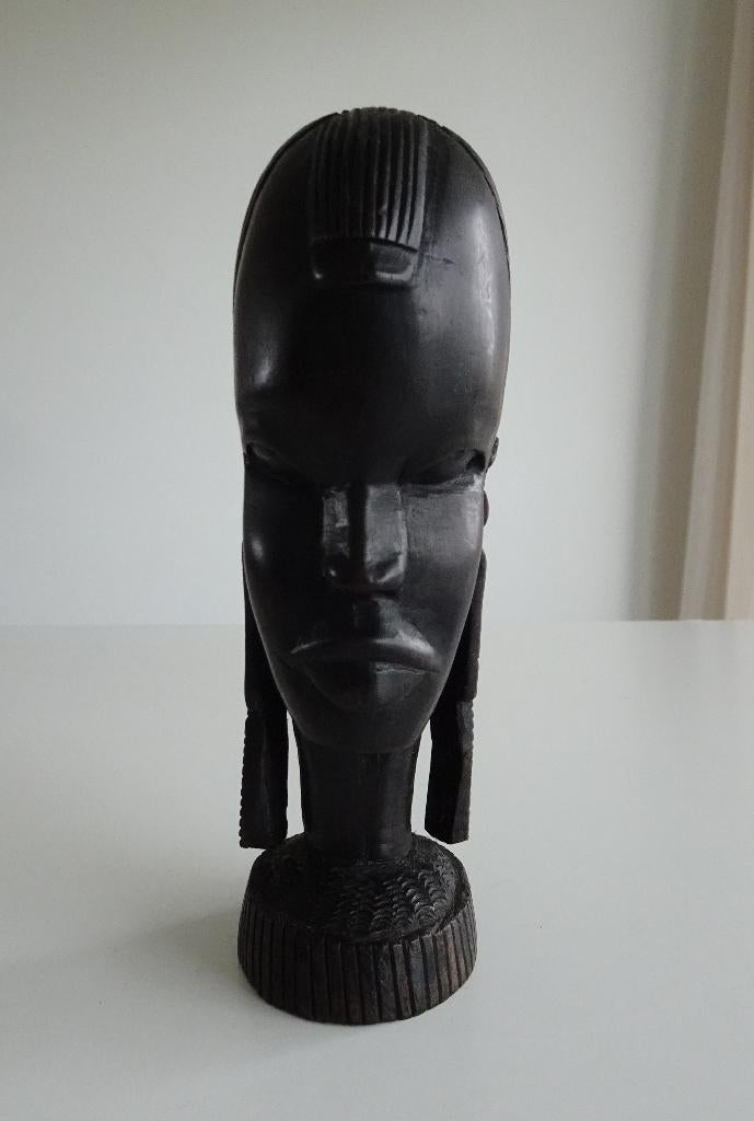 Vintage Houten Masai Buste uit Kenia, Afrika, Antiek en Kunst, Ophalen